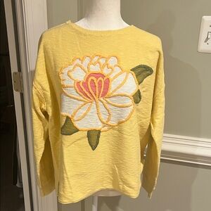 Sundance Flower Power Sweater with Sweet Embroidery, NWT, L